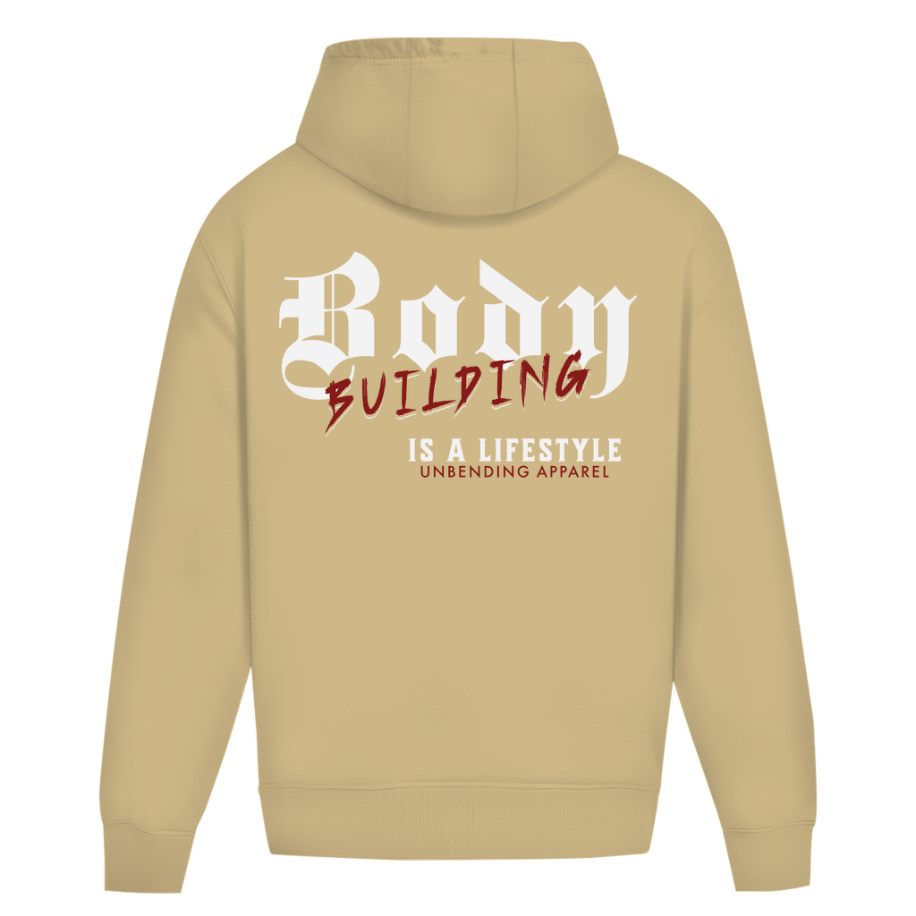 Oversize Hoodie Unisex - Bodybuilding Is A Lifestyle - Rot/Weiß - Unbending Apparel