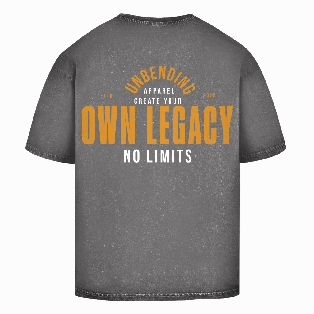 Oversize Washed T-Shirt Unisex - Create Your Own Legacy - Orange/Weiß - Unbending Apparel