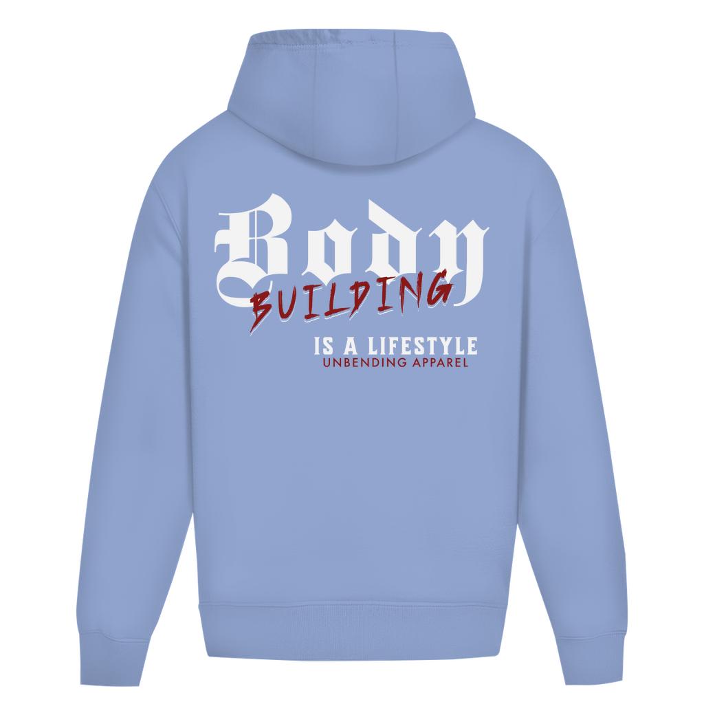 Oversize Hoodie Unisex - Bodybuilding Is A Lifestyle - Rot/Weiß - Unbending Apparel