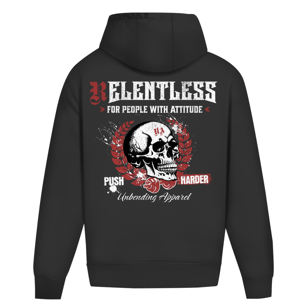 Oversize Hoodie Unisex - Push Harder - Rot/Weiß - Unbending Apparel