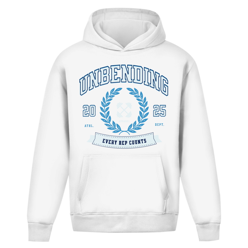 Oversize Hoodie Unisex - Ohne Kordel Every Rep Counts - Blau - Unbending Apparel