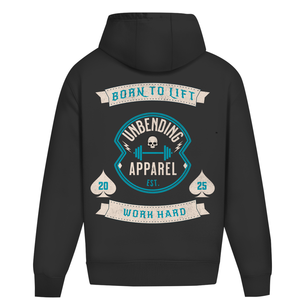 Oversize Hoodie Unisex - Born To Lift - Grün/Beige - Unbending Apparel