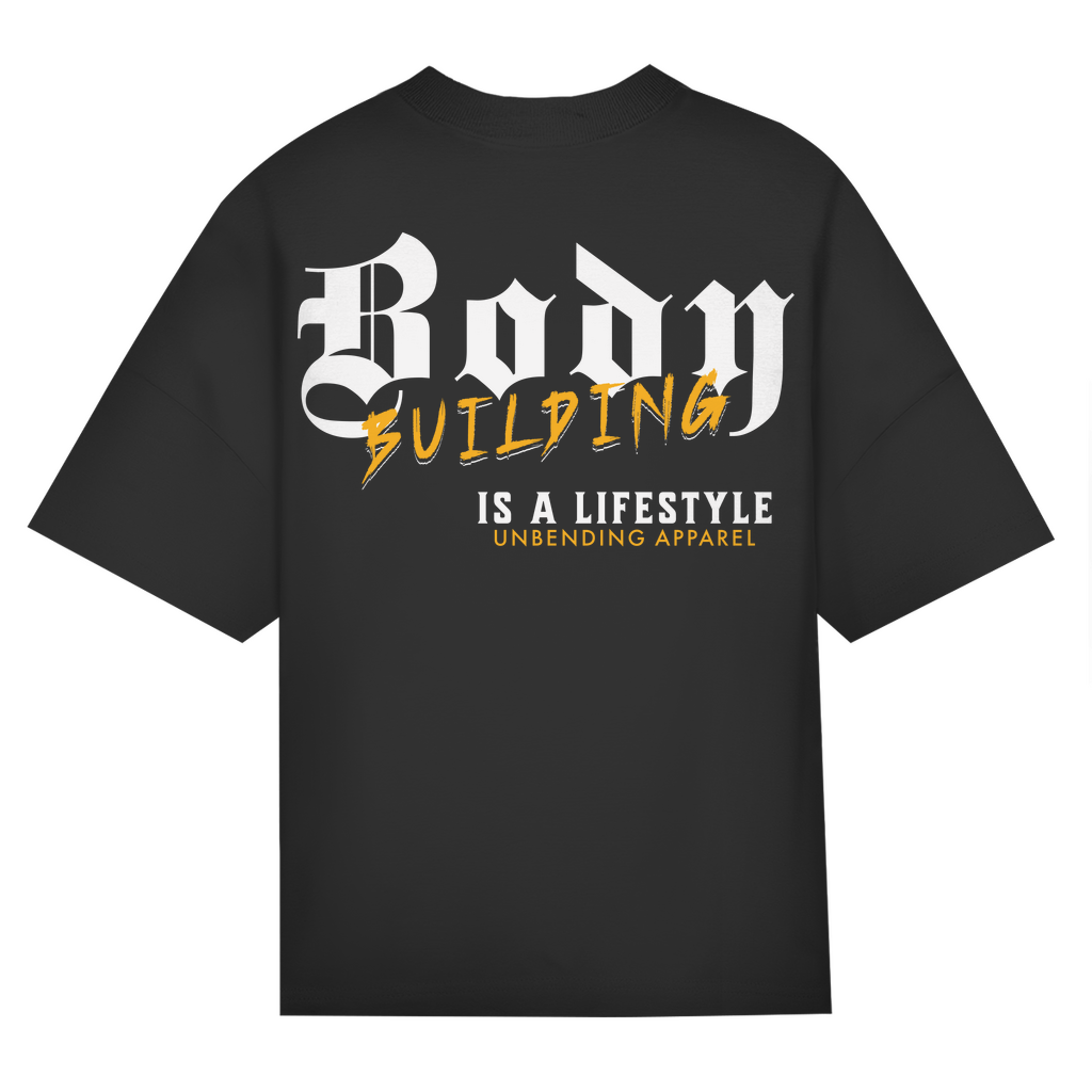 Oversize T-Shirt Unisex - Bodybuilding Is A Lifestyle - Gelb/Weiß - Unbending Apparel
