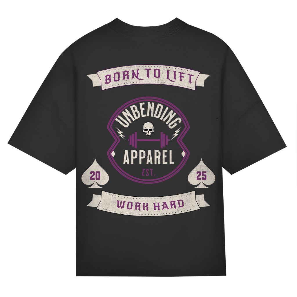 Oversize T-Shirt Unisex - Born To Lift - Lila/Beige - Unbending Apparel