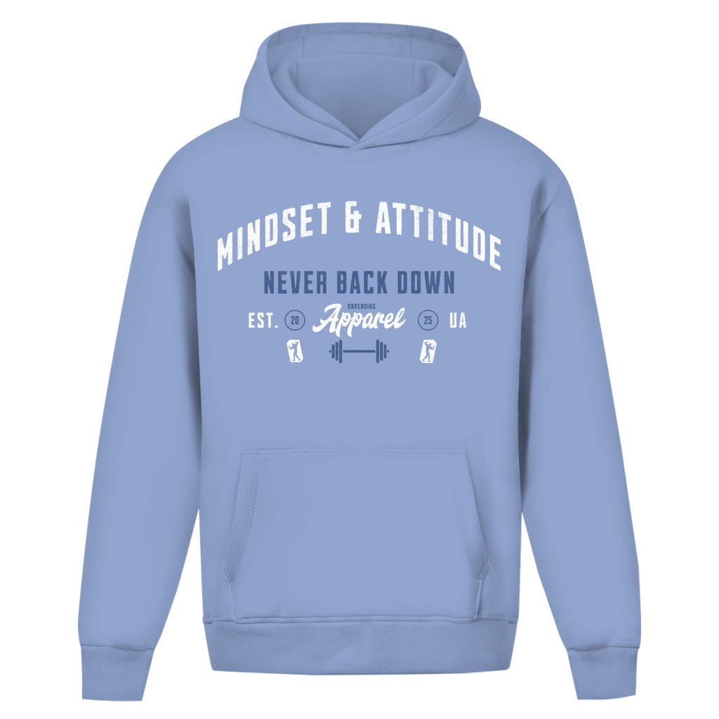 Oversize Hoodie Unisex - Mindset And Attitude - Blau/Weiß - Unbending Apparel
