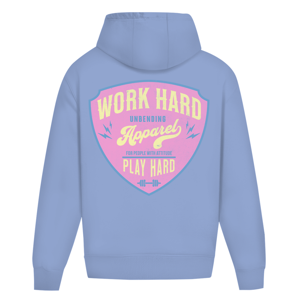 Oversize Hoodie Unisex - Work Hard Play Hard - Pink/Beige - Unbending Apparel