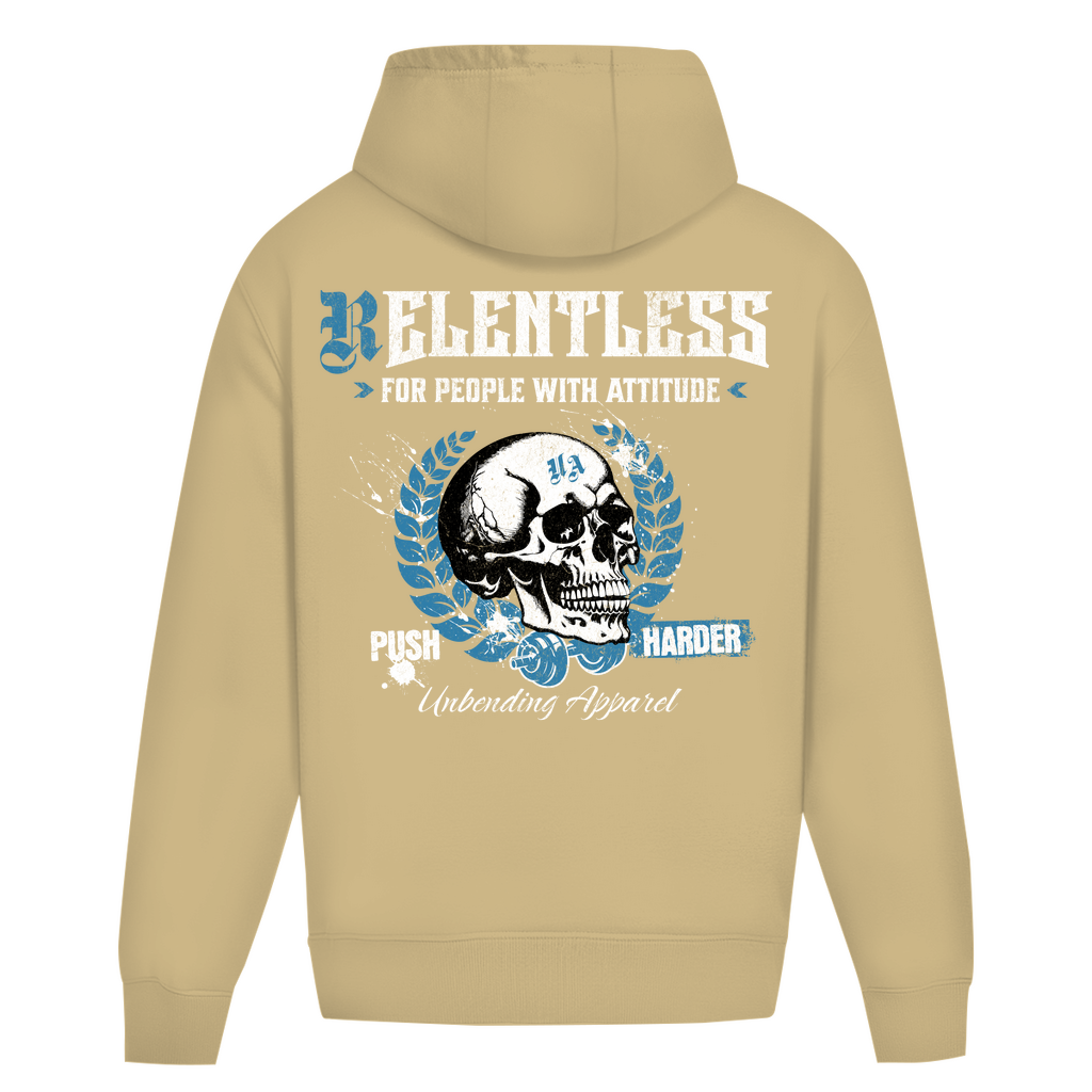 Oversize Hoodie Unisex - Push Harder - Blau/Weiß - Unbending Apparel