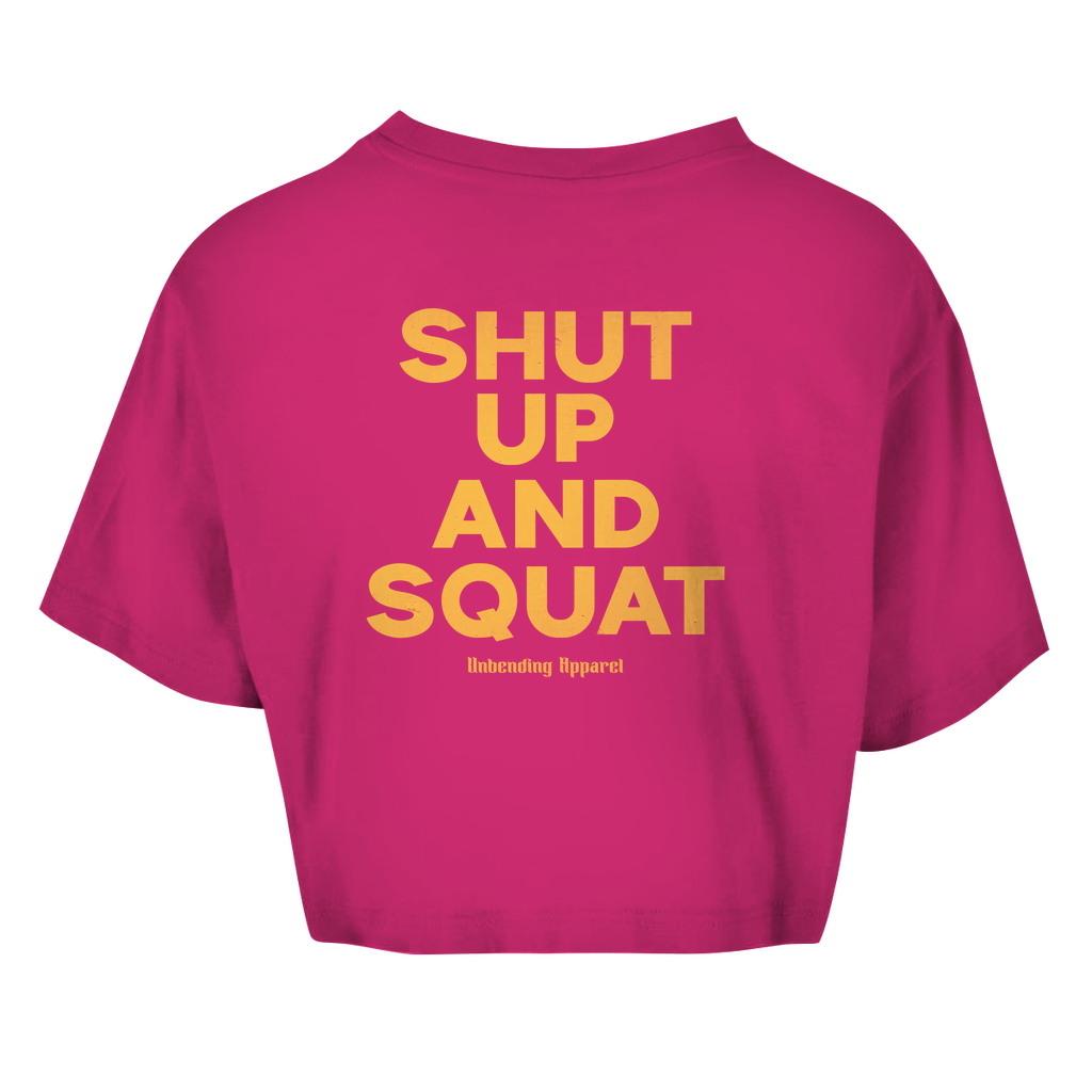 Oversize Crop Top - Shut Up And Squat - Gelb - Unbending Apparel