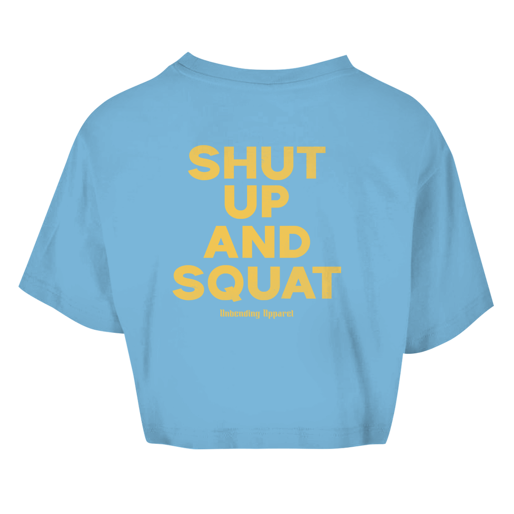 Oversize Crop Top - Shut Up And Squat - Gelb - Unbending Apparel