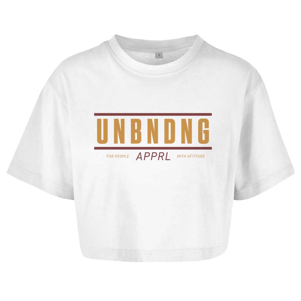 Oversize Crop Top - For People With Attitude - Gold/Rot - Unbending Apparel