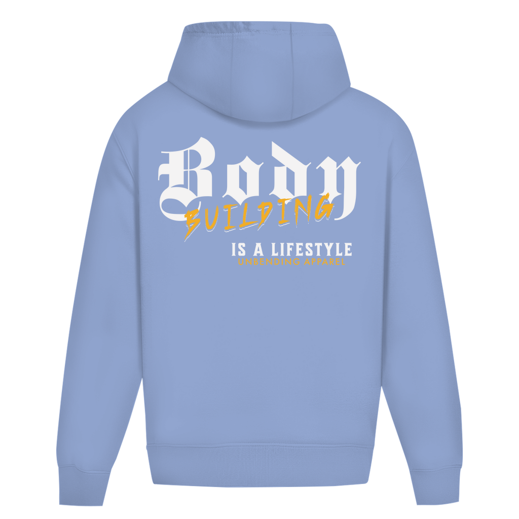 Oversize Hoodie Unisex - Bodybuilding Is A Lifestyle - Gelb/Weiß - Unbending Apparel