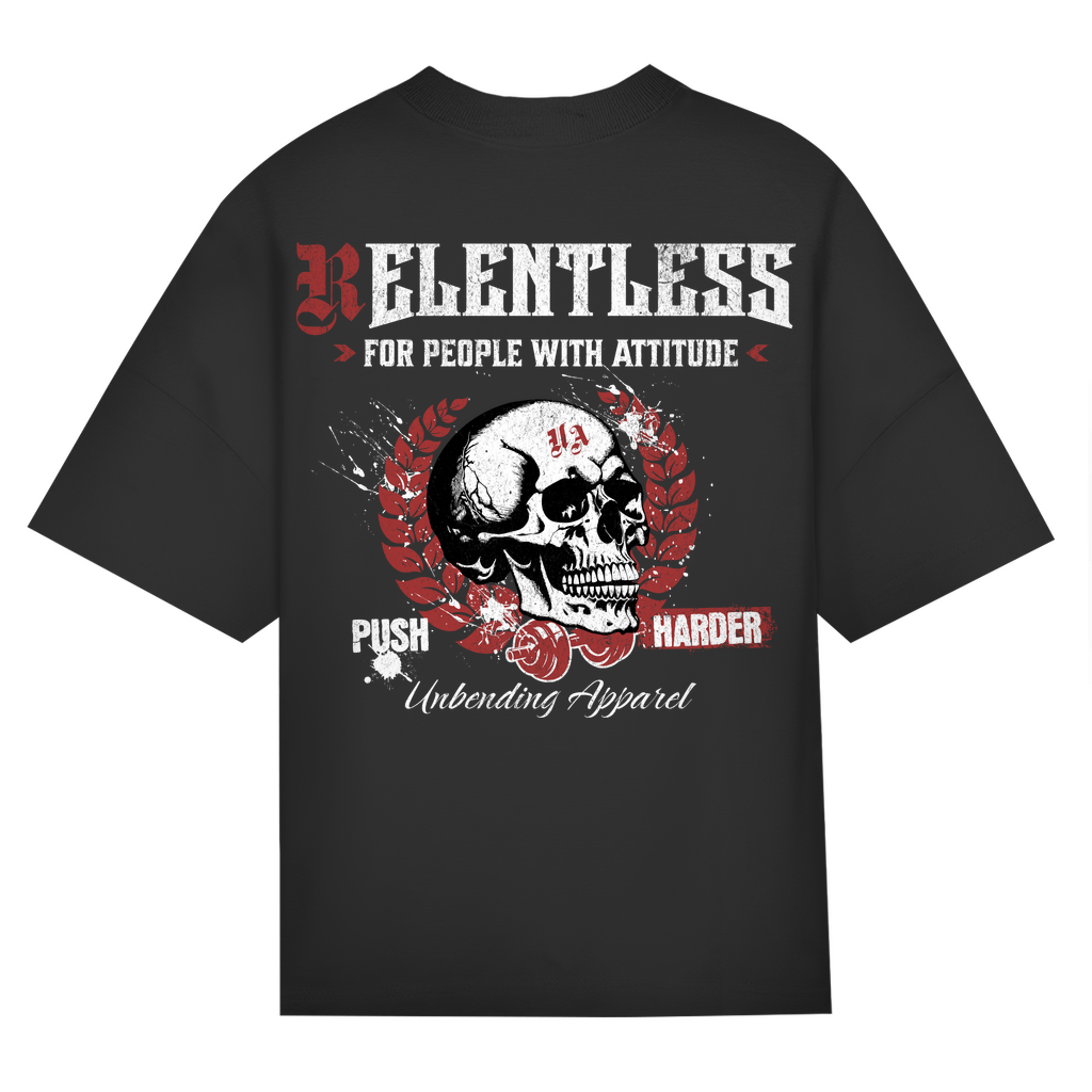 Oversize T-Shirt Unisex - Push Harder - Rot/Weiß - Unbending Apparel