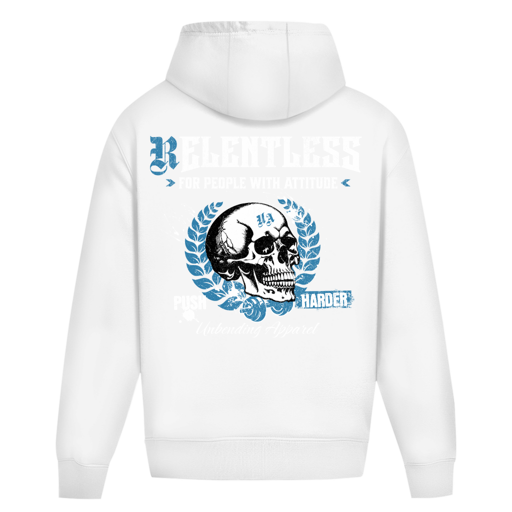 Oversize Hoodie Unisex - Push Harder - Blau/Weiß - Unbending Apparel
