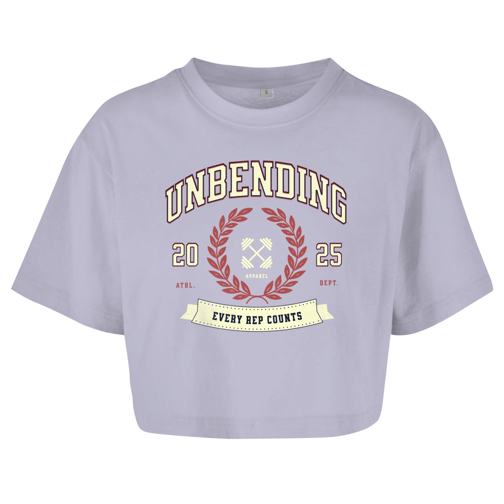 Oversize Crop Top - Every Rep Counts - Rot/Beige - Unbending Apparel