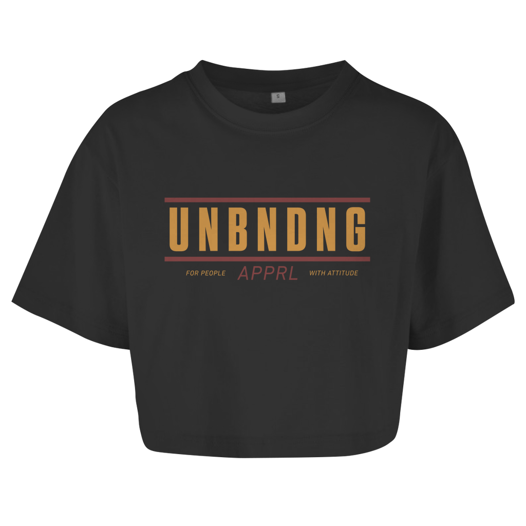 Oversize Crop Top - For People With Attitude - Gold/Rot - Unbending Apparel