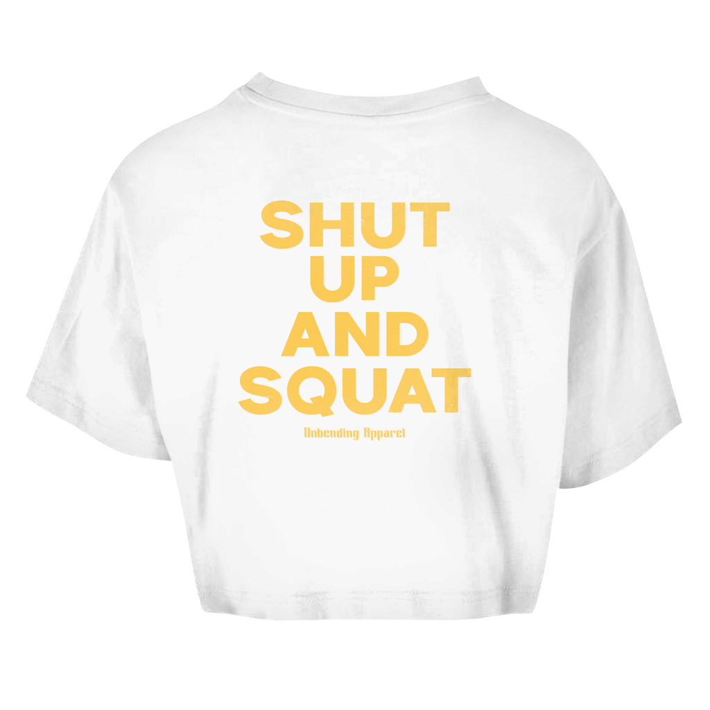 Oversize Crop Top - Shut Up And Squat - Gelb - Unbending Apparel