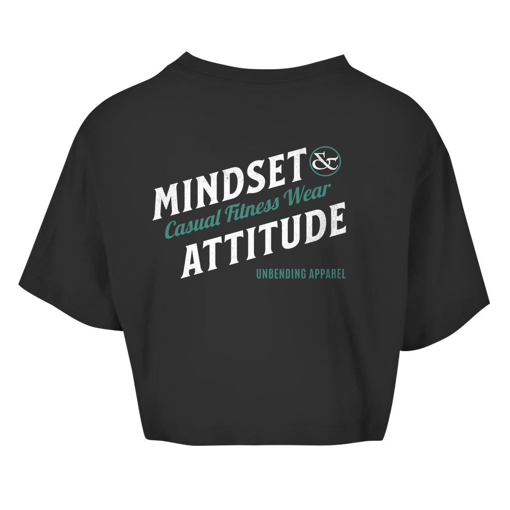 Oversize Crop Top - Mindset And Attitude - Grün/Weiß