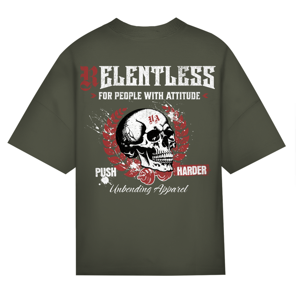 Oversize T-Shirt Unisex - Push Harder - Rot/Weiß - Unbending Apparel