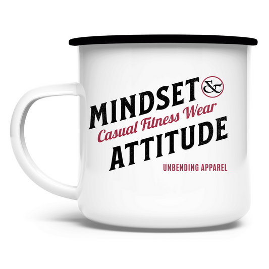 Emaille Tasse - Mindset And Attitude - Schwarz/rot - Unbending Apparel