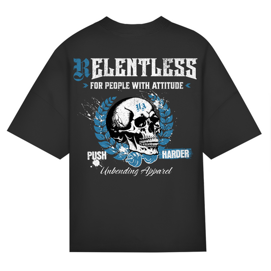 Oversize T-Shirt Unisex - Push Harder - Blau/Weiß - Unbending Apparel