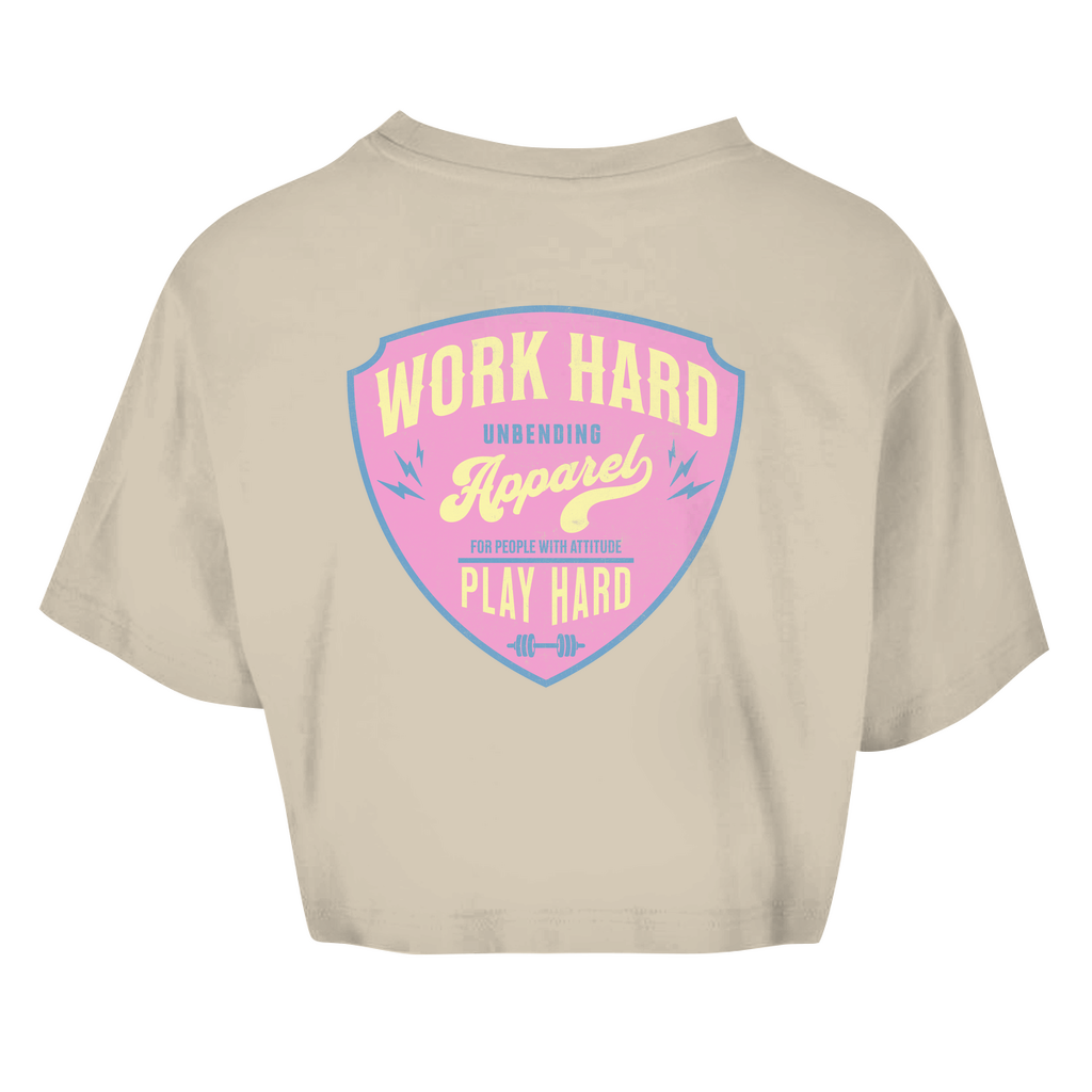 Oversize Crop - Top Work Hard Play Hard - Pink/Beige - Unbending Apparel