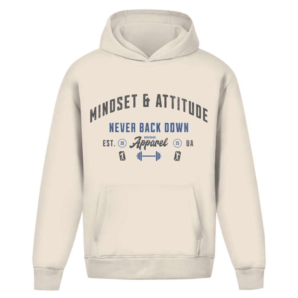 Oversize Hoodie Unisex - Mindset And Attitude - Blau/Grau - Unbending Apparel