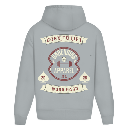 Oversize Hoodie Unisex - Born To Lift  - Rot/Beige - Unbending Apparel