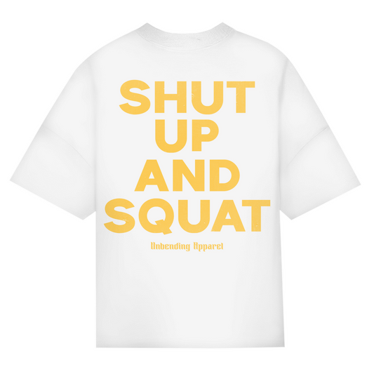 Oversize T-Shirt Unisex - Shut Up And Squat - Gelb - Unbending Apparel
