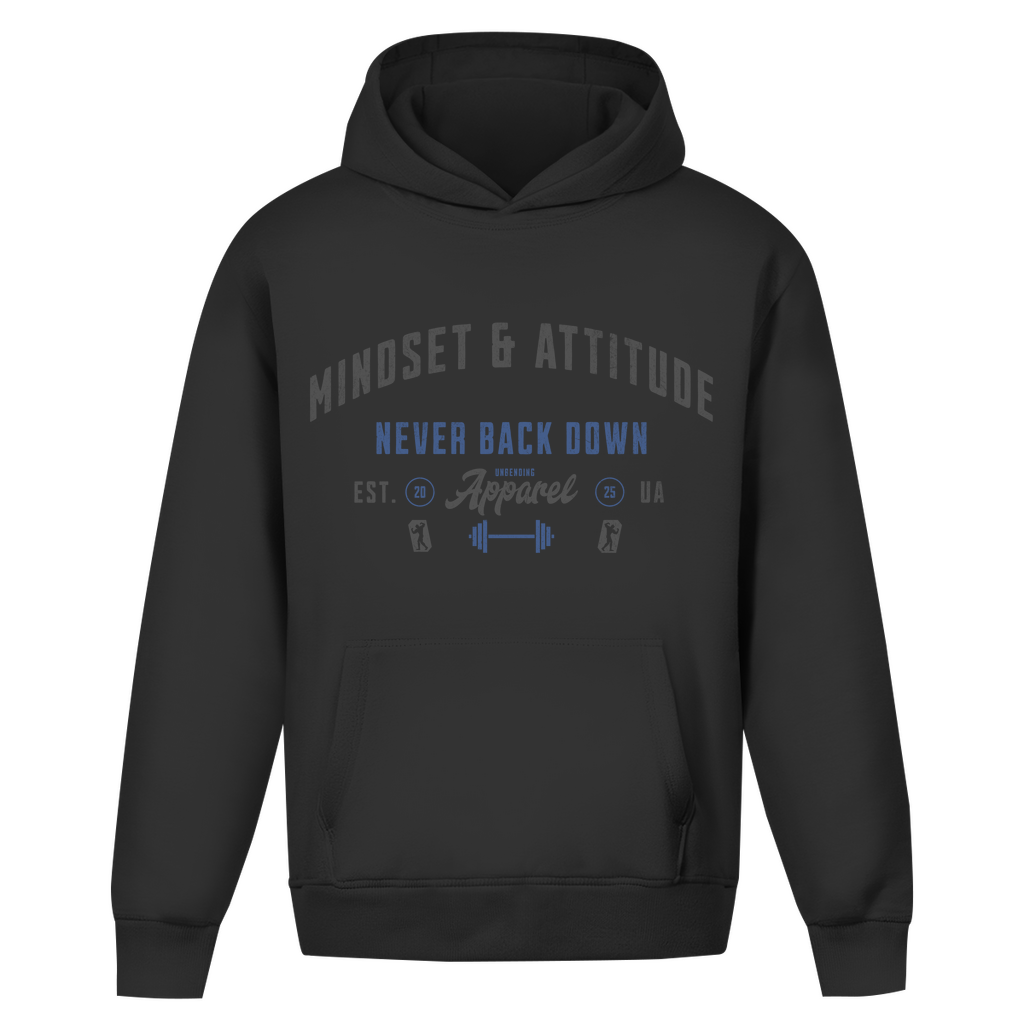 Oversize Hoodie Unisex - Mindset And Attitude - Blau/Grau - Unbending Apparel