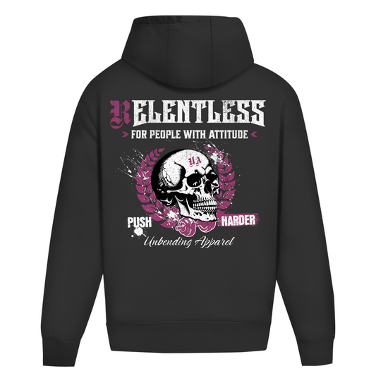 Oversize Hoodie Unisex -  Push Harder - Lila Weiß - Unbending Apparel