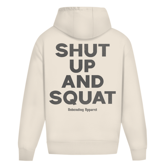 Oversize Hoodie Unisex - Shut Up And Squat - Grau - Unbending Apparel