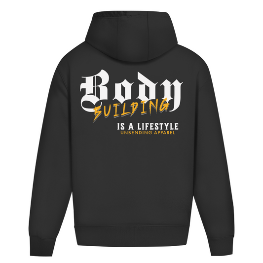 Oversize Hoodie Unisex - Bodybuilding Is A Lifestyle - Gelb/Weiß - Unbending Apparel