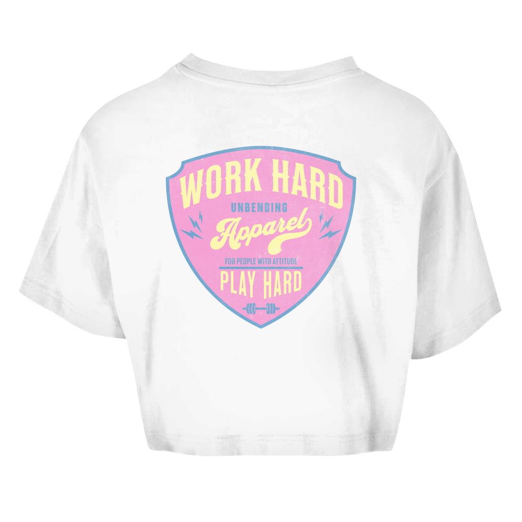 Oversize Crop - Top Work Hard Play Hard - Pink/Beige - Unbending Apparel