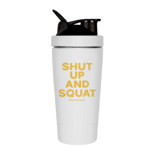 Gym Shaker - Shut Up And Squat - Gelb - Unbending Apparel