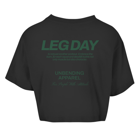 Oversize Crop Top - Leg Day  - Grün - Unbending Apparel