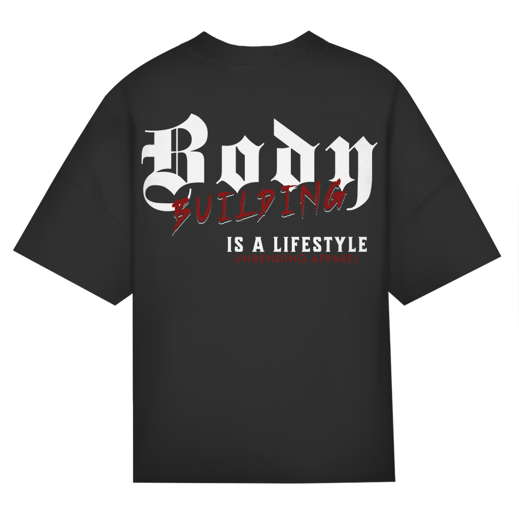 Oversize T-Shirt Unisex - Bodybuilding Is A Lifestyle - Rot/Weiß - Unbending Apparel