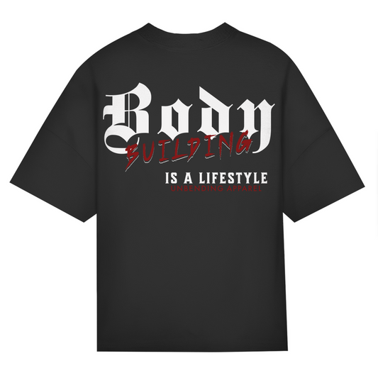 Oversize T-Shirt Unisex - Bodybuilding Is A Lifestyle - Rot/Weiß - Unbending Apparel