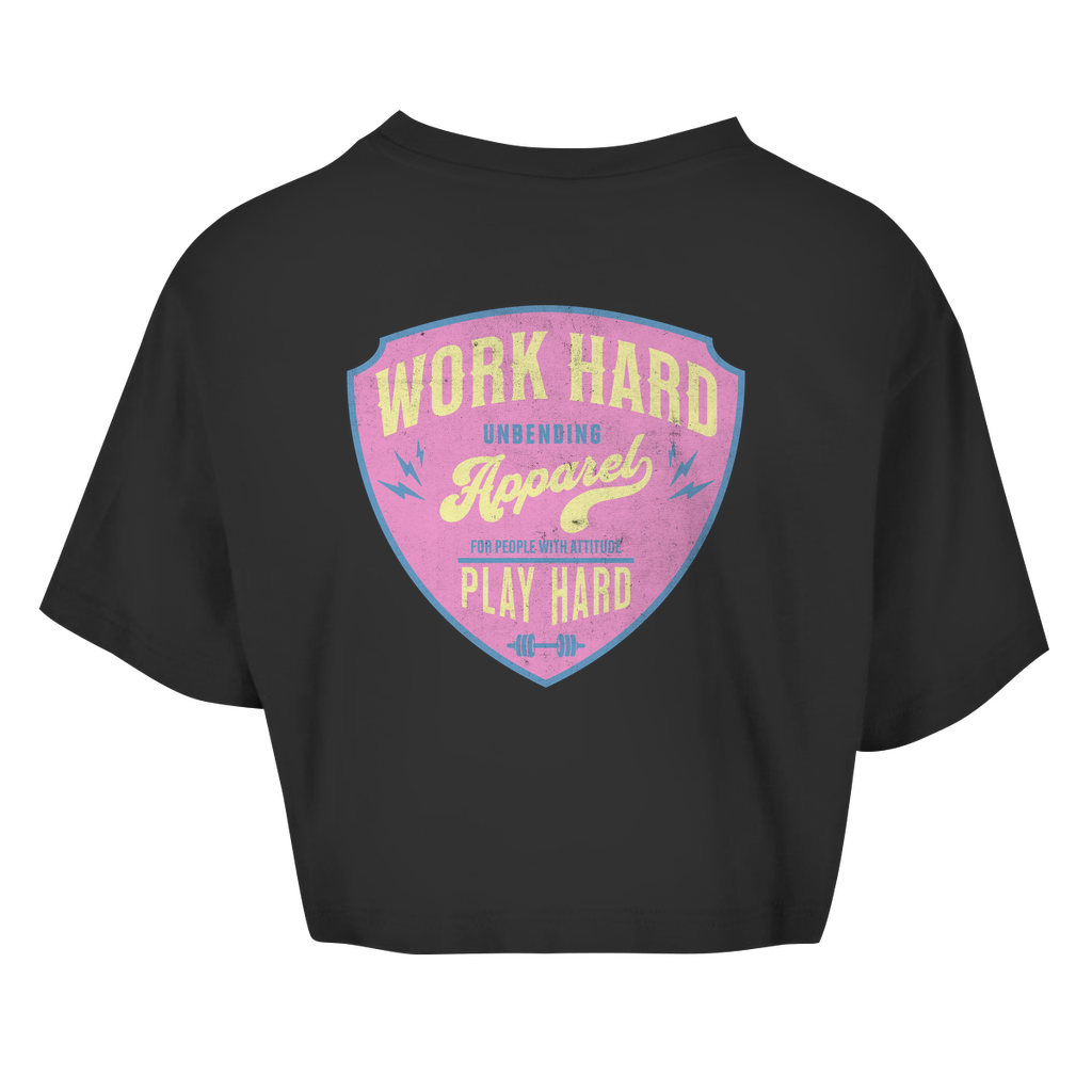 Oversize Crop - Top Work Hard Play Hard - Pink/Beige - Unbending Apparel