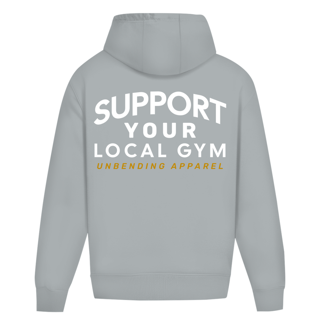 Oversize Hoodie Unisex - Support Your Local Gym - weiß - Unbending Apparel