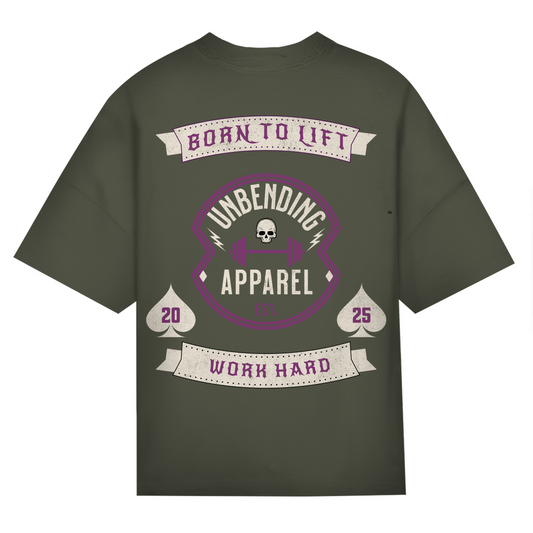 Oversize T-Shirt Unisex - Born To Lift - Lila/Beige - Unbending Apparel