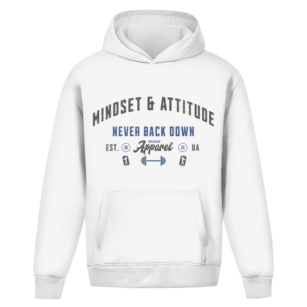 Oversize Hoodie Unisex - Mindset And Attitude - Blau/Grau - Unbending Apparel