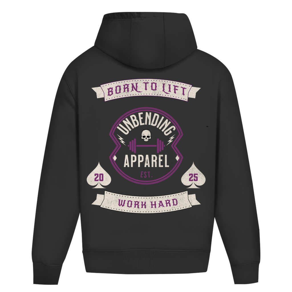 Oversize Hoodie Unisex - Born To Lift - Lila/Beige - Unbending Apparel