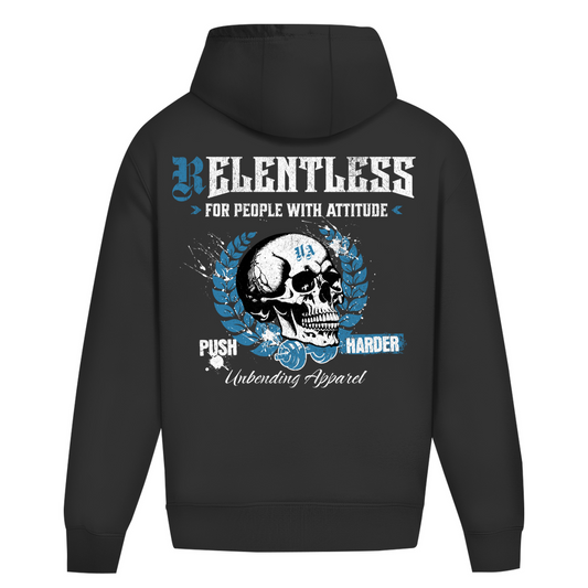 Oversize Hoodie Unisex - Push Harder - Blau/Weiß - Unbending Apparel