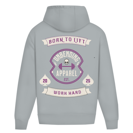 Oversize Hoodie Unisex - Born To Lift - Lila/Beige - Unbending Apparel