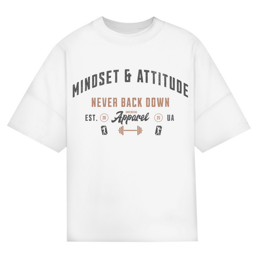 Oversize T-Shirt Unisex - Mindset And Attitude - Grau/Braun - Unbending Apparel