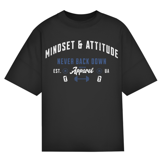 Oversize T-Shirt Unisex - Mindset And Attitude - Blau/Weiß - Unbending Apparel