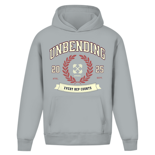 Oversize Hoodie Unisex - Ohne Kordel Every Rep Counts - Rot/Beige - Unbending Apparel