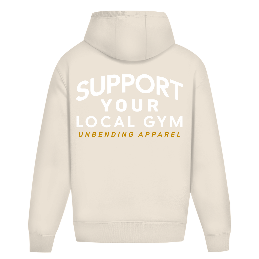 Oversize Hoodie Unisex - Support Your Local Gym - weiß - Unbending Apparel
