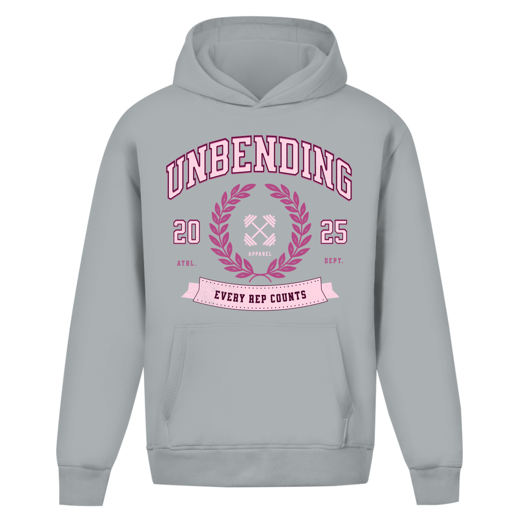 Oversize Hoodie Unisex - Ohne Kordel Every Rep Counts - Lila - Unbending Apparel