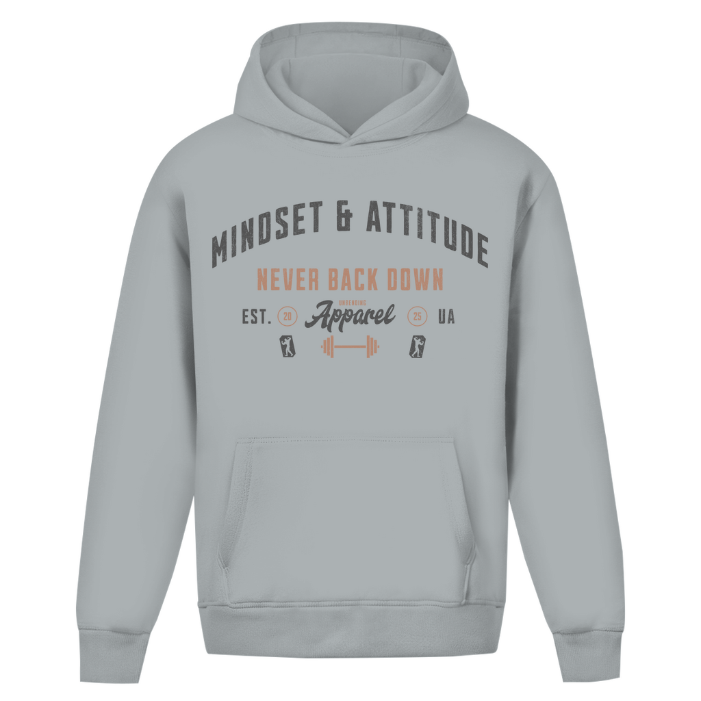Oversize Hoodie Unisex -  Mindset And Attitude - Grau/Braun - Unbending Apparel